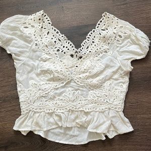 Free people boho lace crop top medium